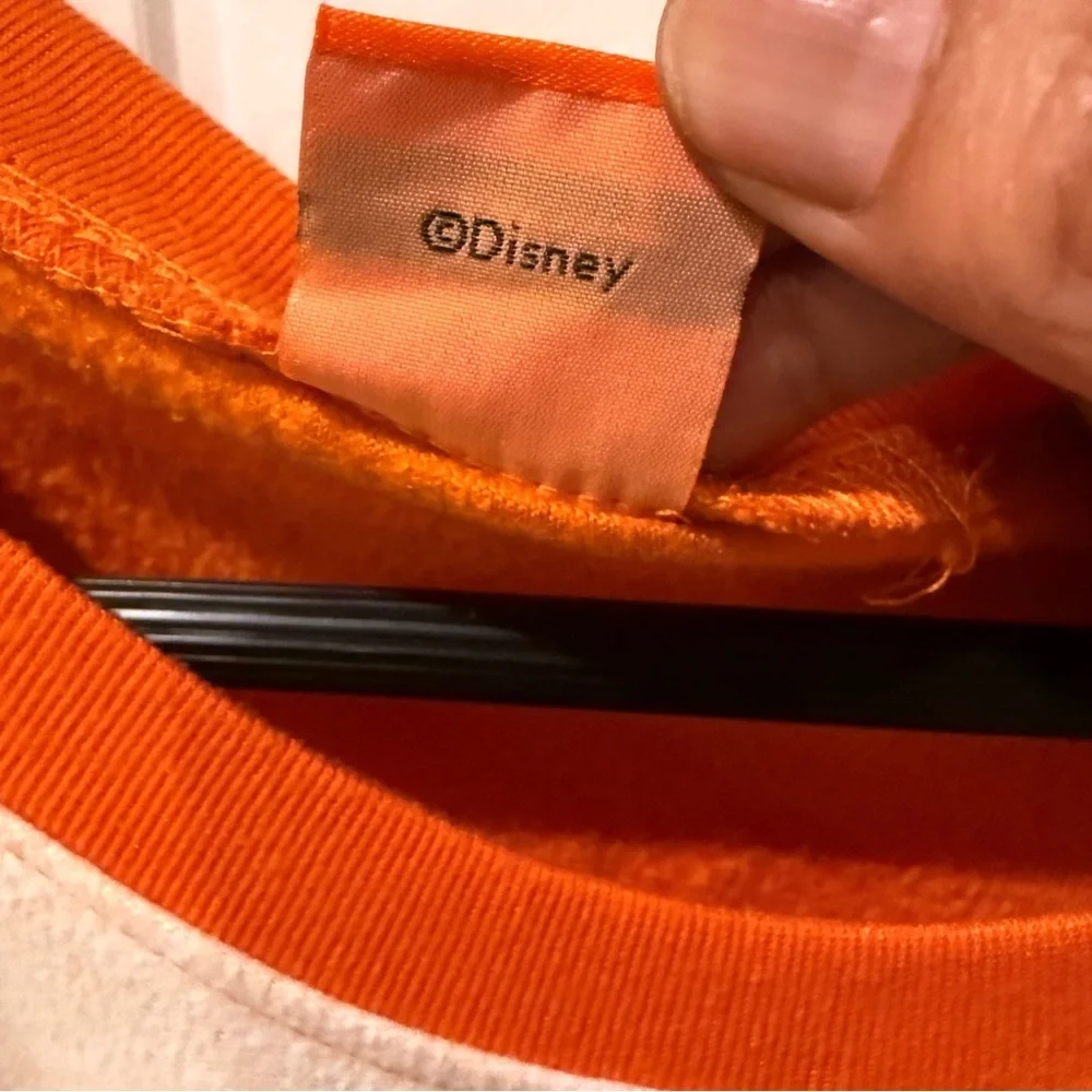 Disney Halloween*NO SIZE TAG* Long Sleeve T-Shirt Mickey & Friends Orange White - Picture 4 of 10